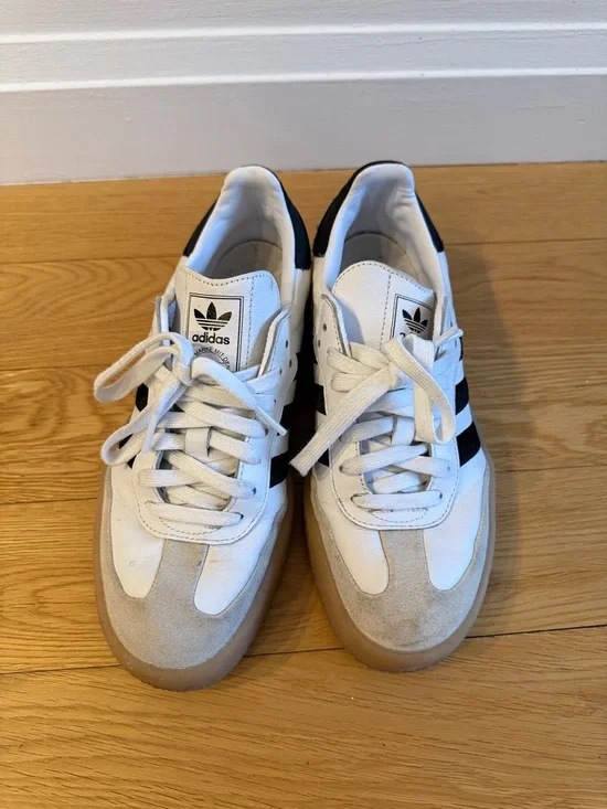 adidas Sambae White Low-Top Leather Sneaker - Picture 3 of 6